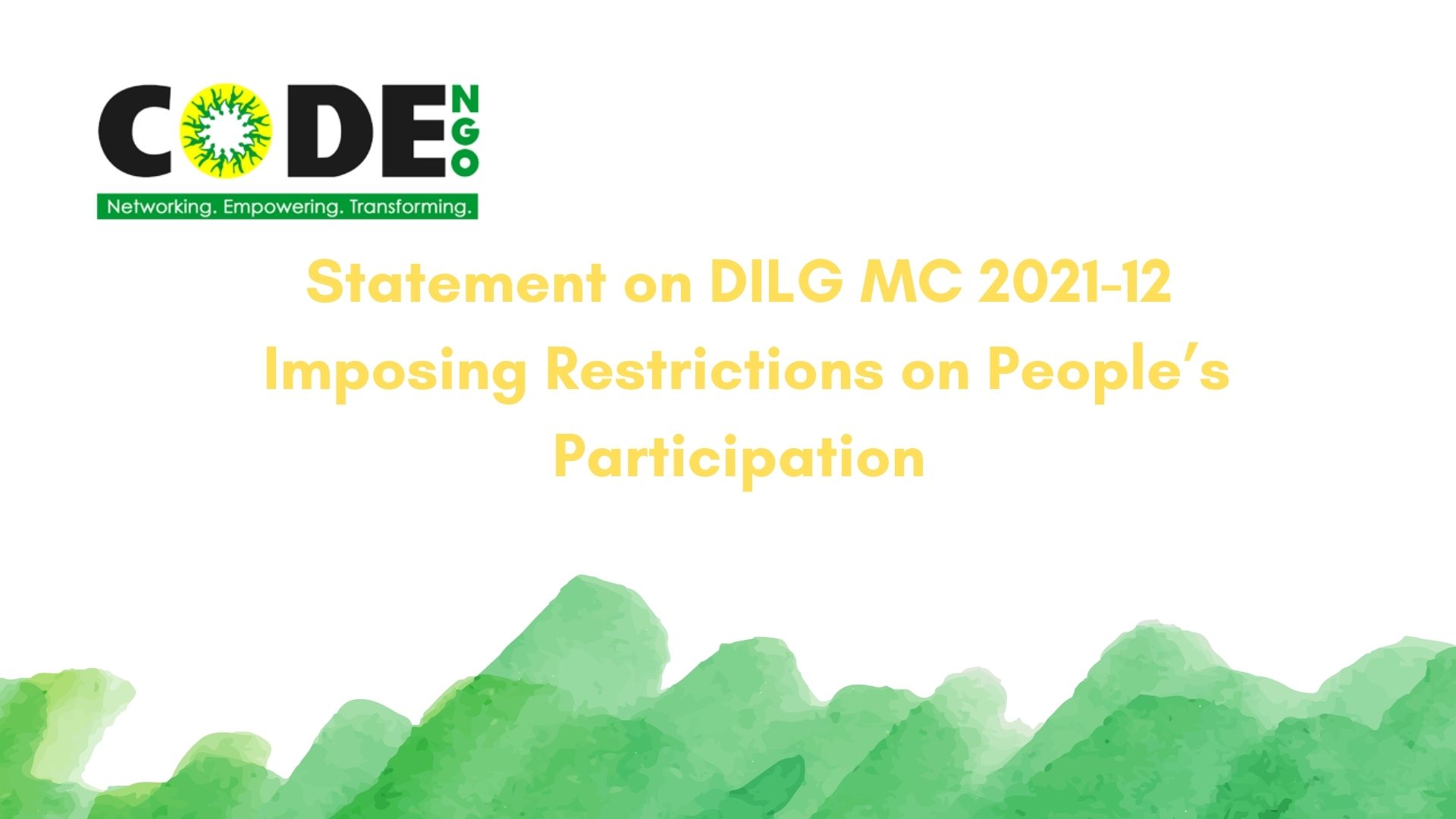 DILG MC 2021-12: Imposing Restrictions on People’s Participation | CODE-NGO